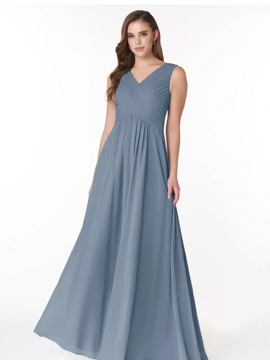 Flora Azazie Twilight Chiffon A-Line Bridesmaid Dress Size 10 β¨ New with Tag - Picture 2 of 16